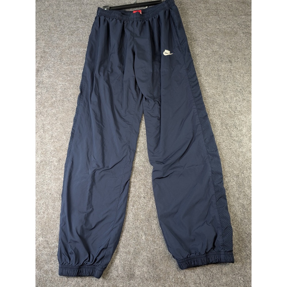 Nike Mens Navy Blue Mesh Lined Track Pants Windbreaker Joggers 603256-451 Large